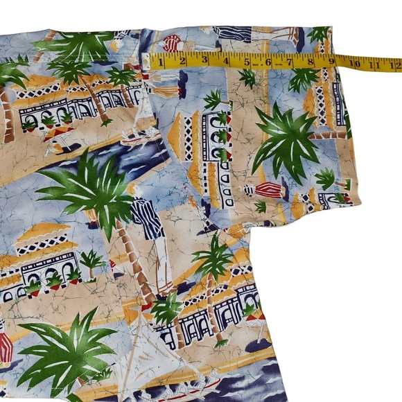 Men's Chaps Multicolored Hawaiian Shirt Short Sleeve Button Up Palm Trees, Sz XL - Picture 8 of 13